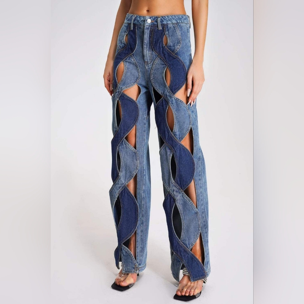Cutout denim with heart behind
